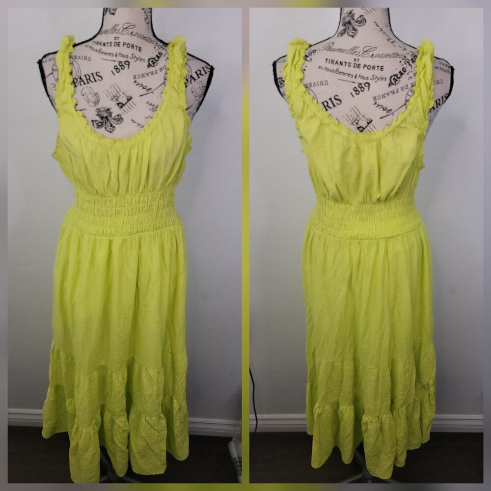 Urban Outfitters Mdi Dress Womens SZ L Tiered Gauze Cottagecore Bohemian Stretch